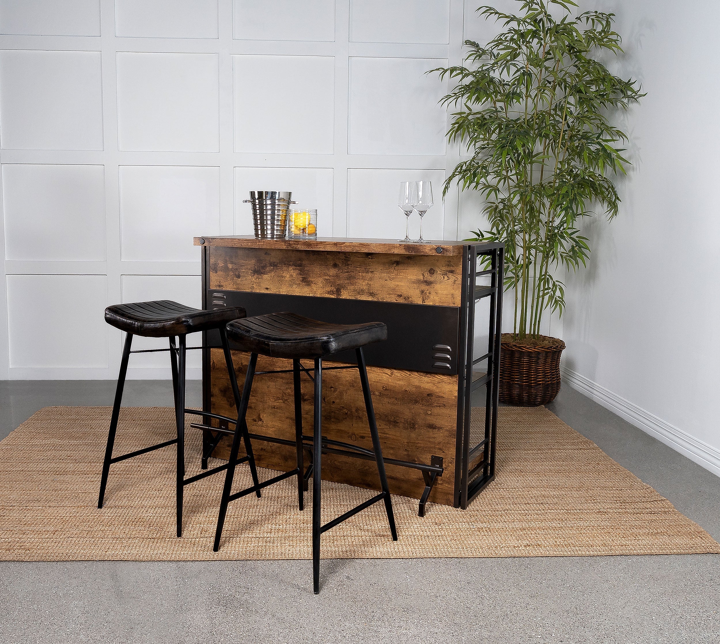 Bayu Leather Upholstered Bar Stool Antique Camel (Set of 2)
