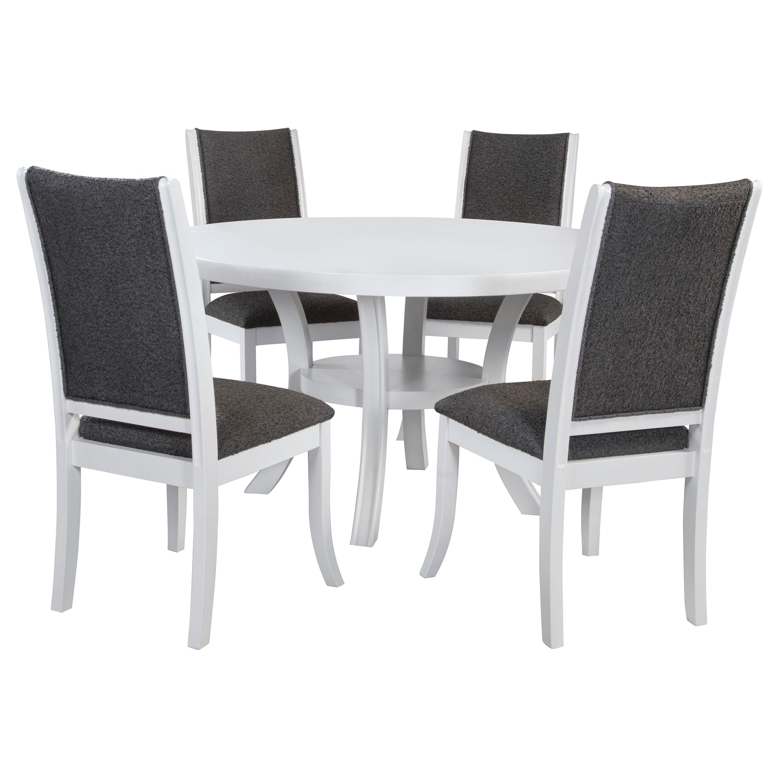 Judd 54-inch Round Wood Dining Table Set Pearl White