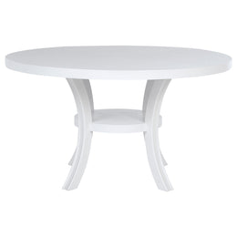 Judd 54-inch Round Wood Dining Table Set Pearl White