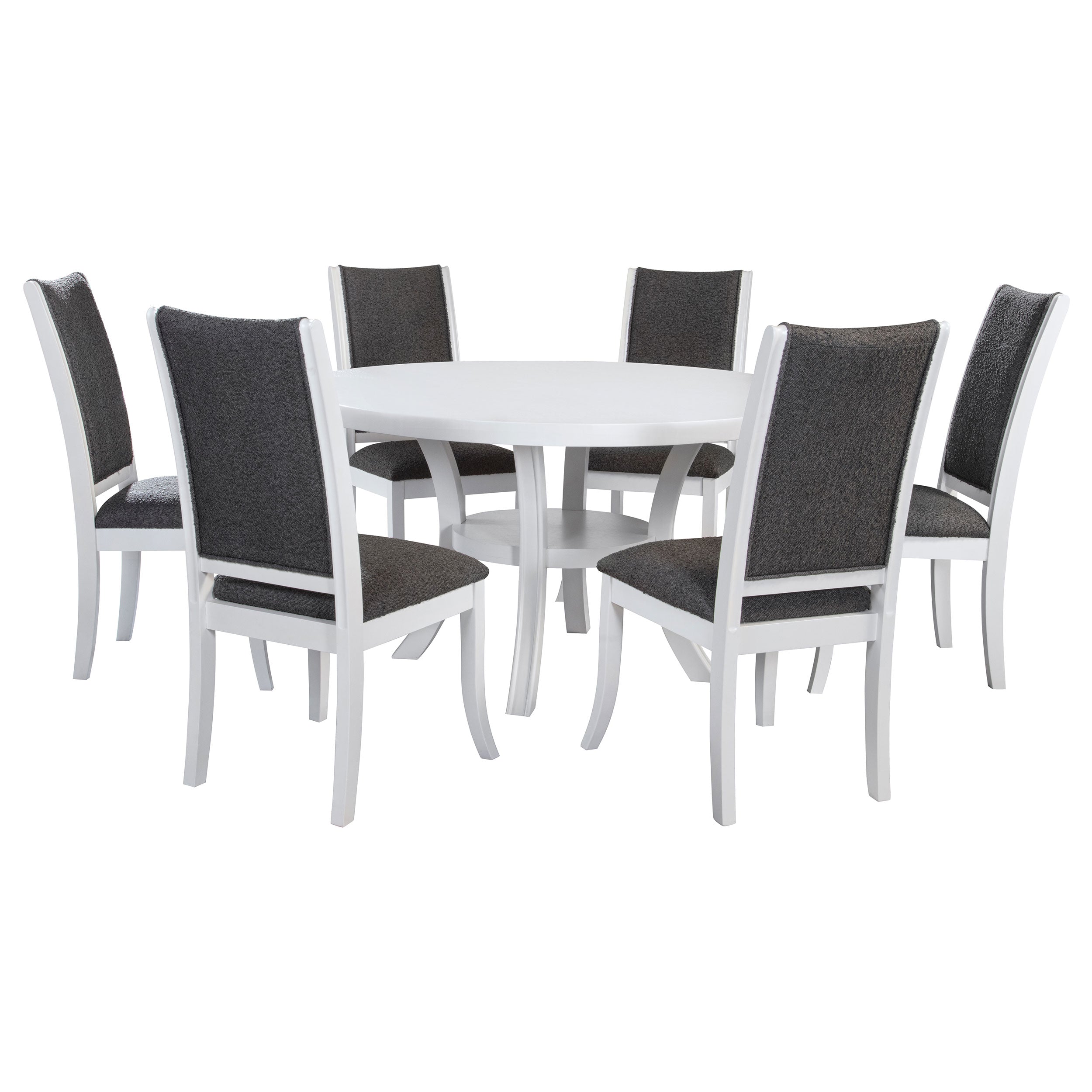 Judd 54-inch Round Wood Dining Table Set Pearl White