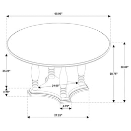 Landon 60-inch Round Wood Pedestal Dining Table Rich Brown