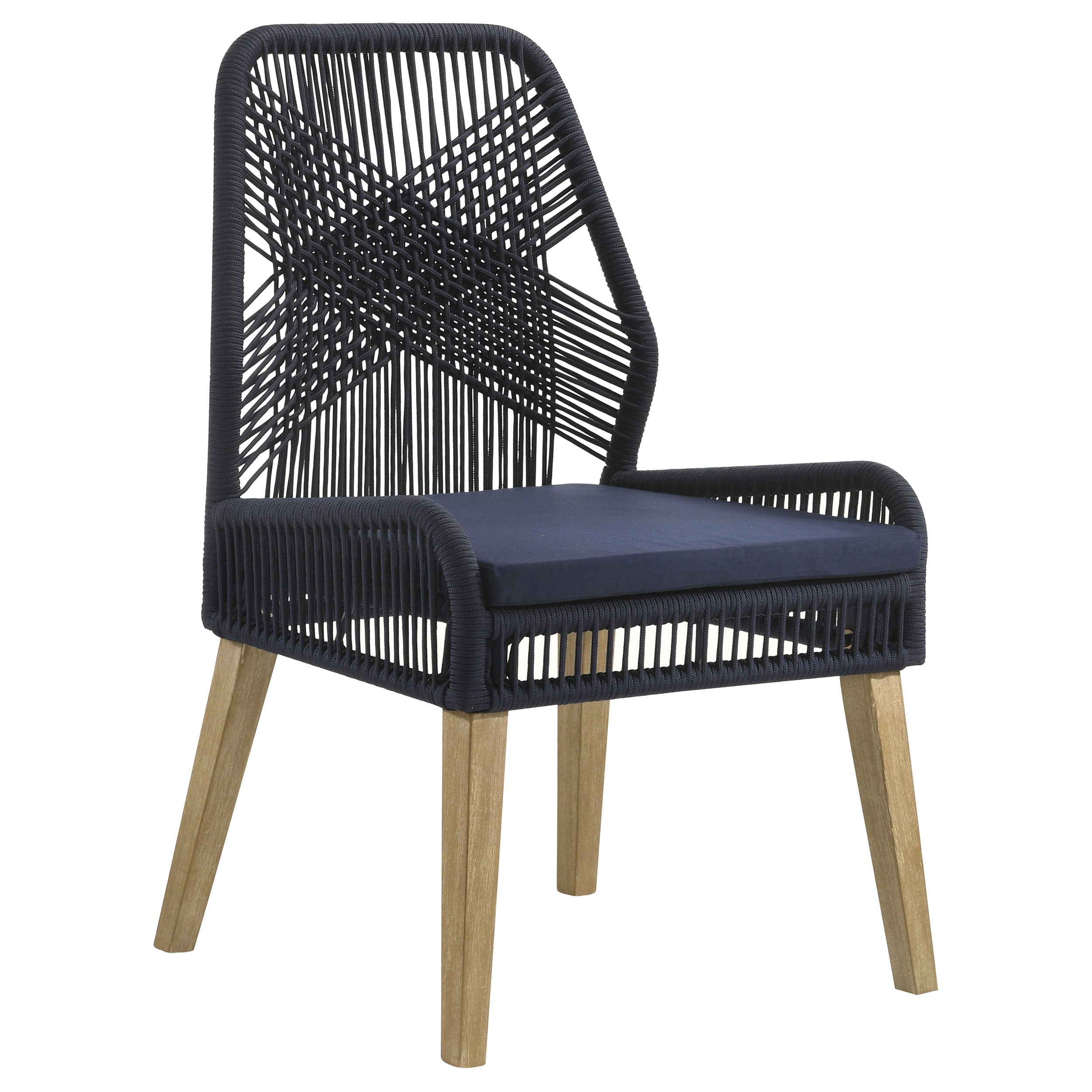 Nakia Woven Rope Dining Side Chairs Dark Navy (Set of 2)
