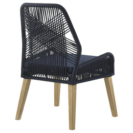 Nakia Woven Rope Dining Side Chairs Dark Navy (Set of 2)