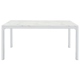 Athena Rectangular 64-inch Faux Marble Dining Table Chrome
