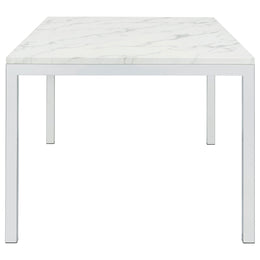 Athena Rectangular 64-inch Faux Marble Dining Table Chrome