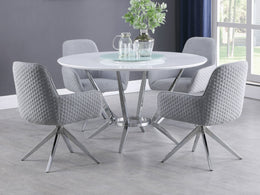Abby Round Dining Table Set White High Gloss
