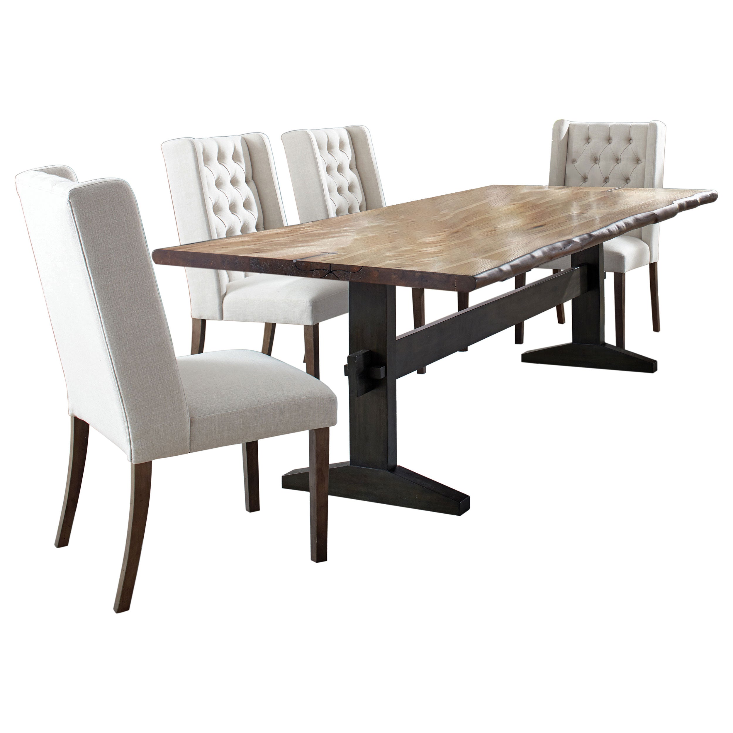 Bexley Rectangular Live Edge Dining Table Set Honey