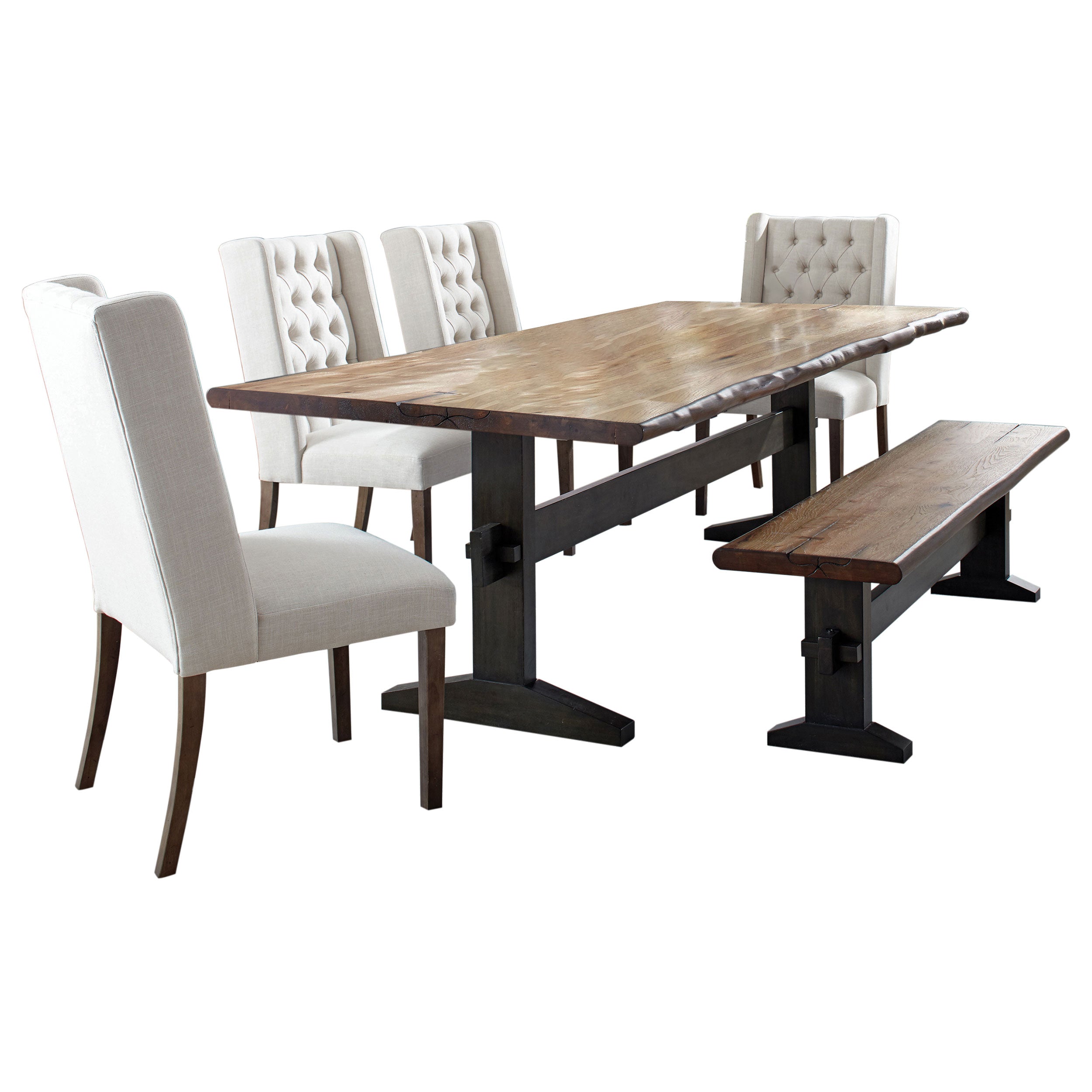Bexley Rectangular Live Edge Dining Table Set Honey