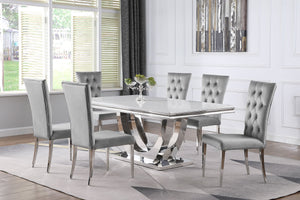 Kerwin Rectangular Dining Table Set Grey and Chrome