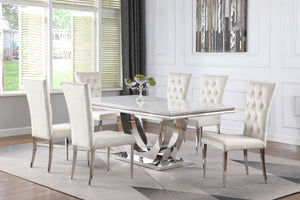 Kerwin Rectangular Dining Table Set Grey and Chrome