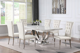 Kerwin Rectangular Dining Table Set Grey and Chrome