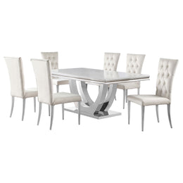Kerwin Rectangular Dining Table Set Grey and Chrome