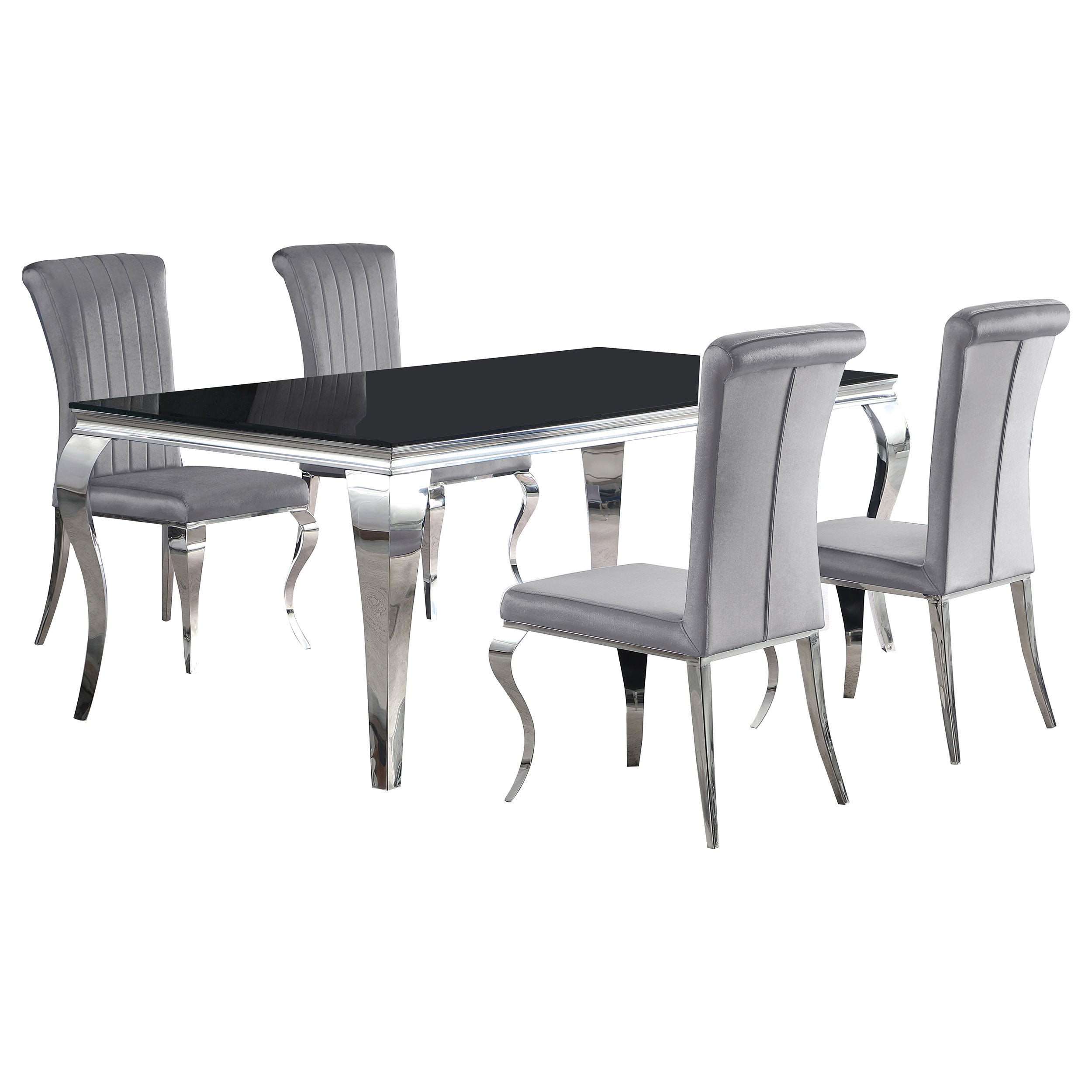 Carone 81-inch Rectangular Black Glass Dining Set Black
