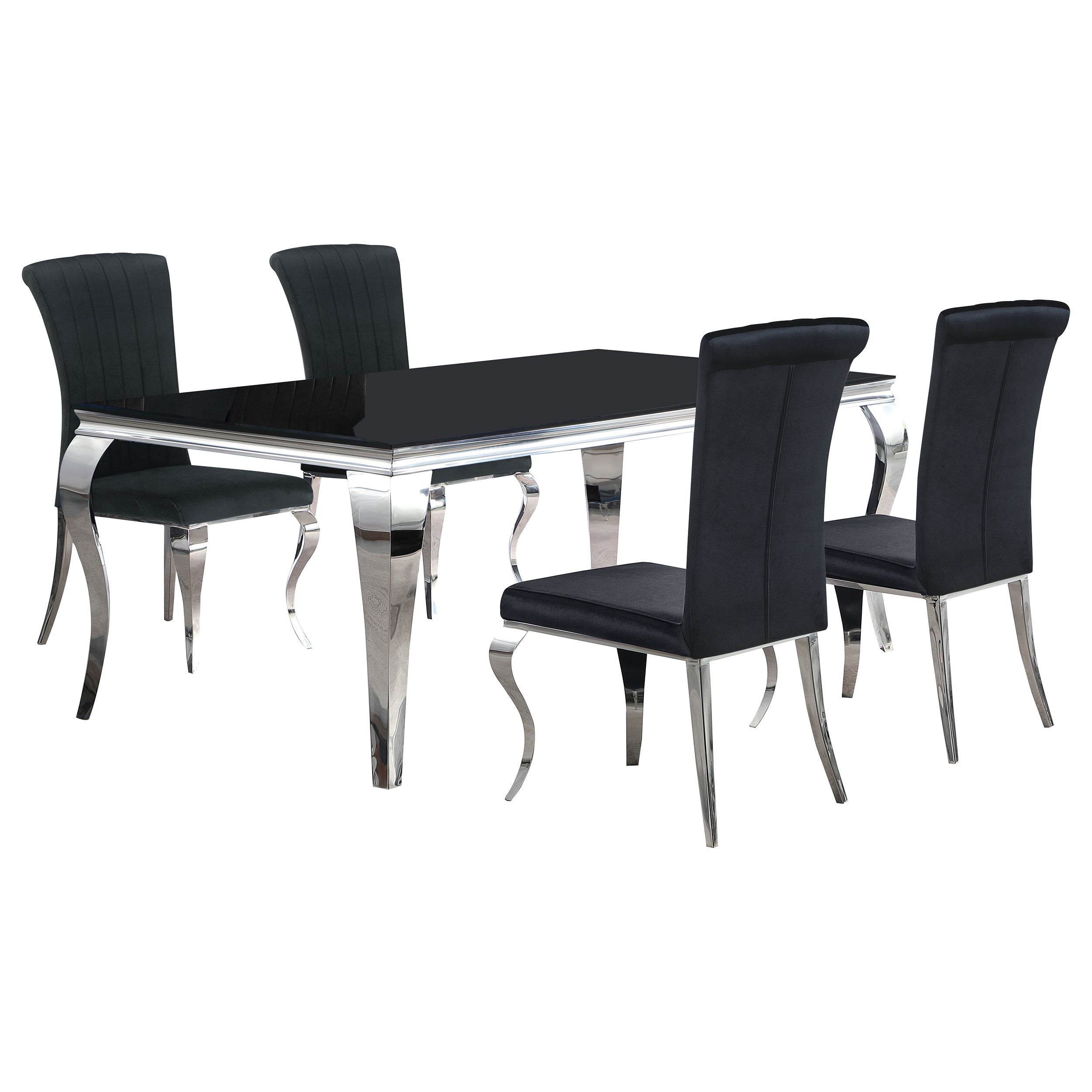 Carone 81-inch Rectangular Black Glass Dining Set Black