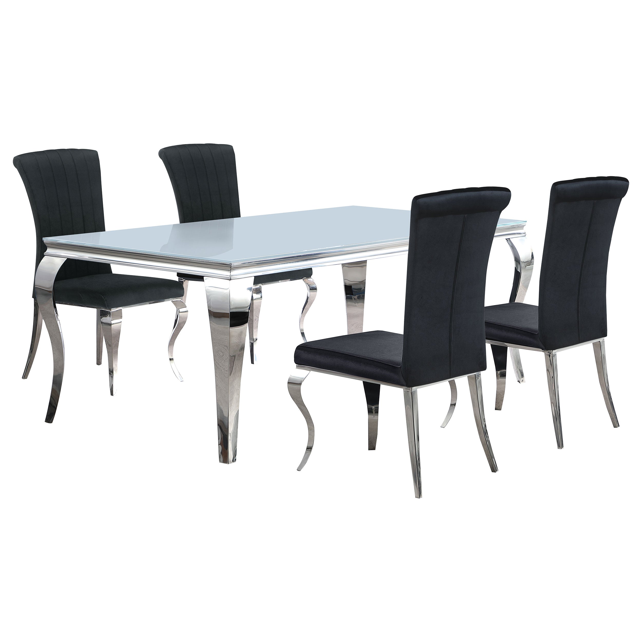 Carone 81-inch Rectangular White Glass Dining Set Black