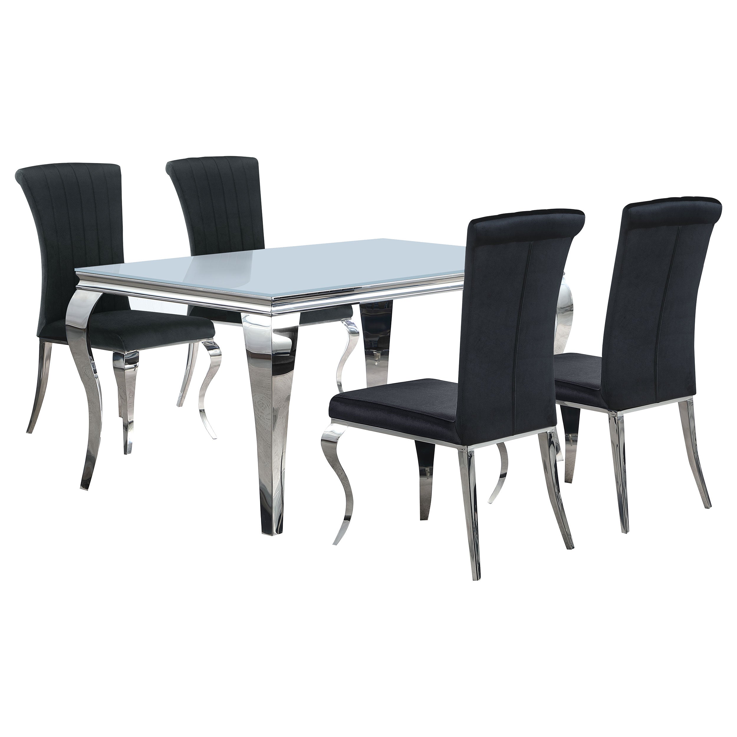 Carone 61-inch Rectangular White Glass Dining Set Black