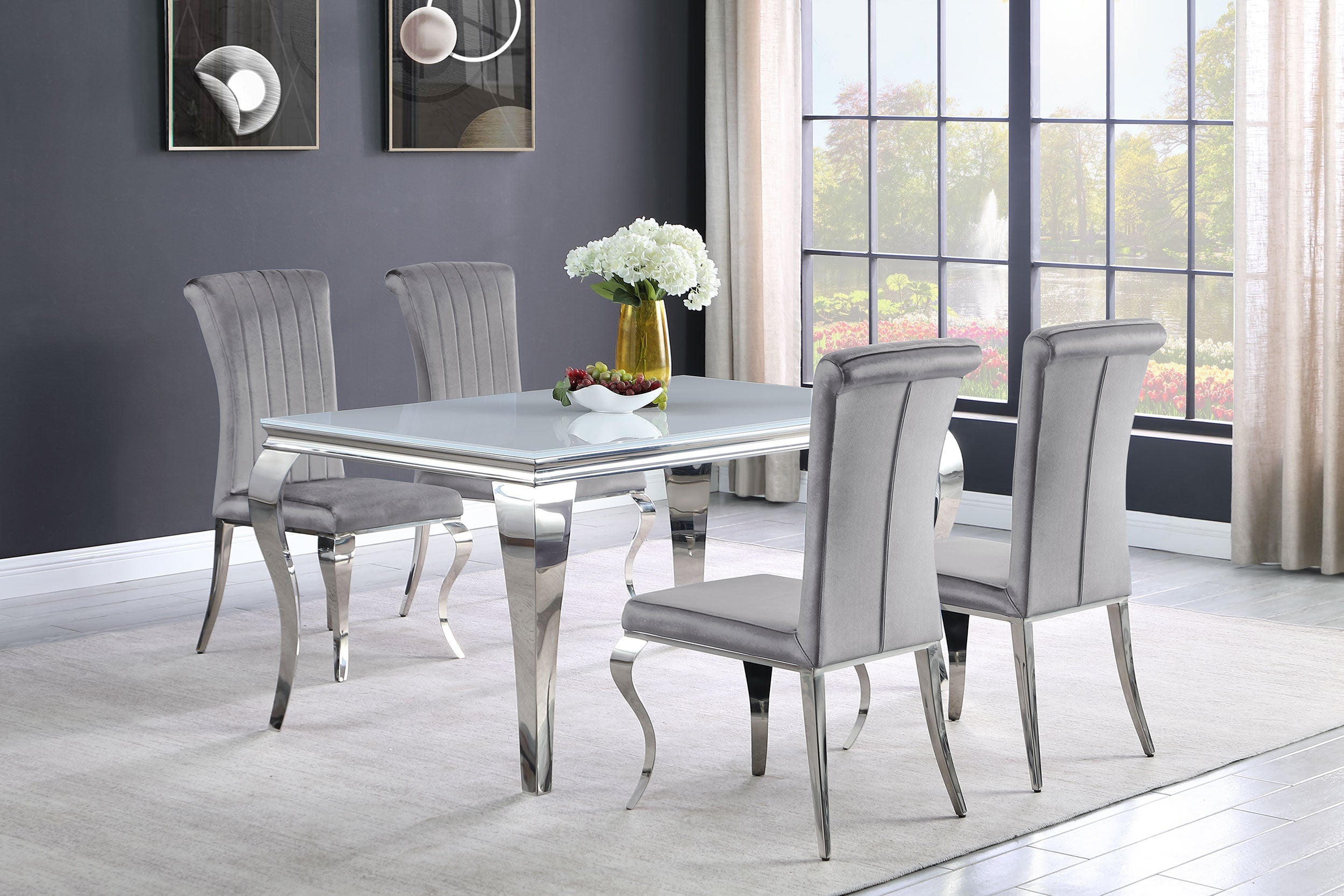 Carone Rectangular 61-inch Glass Top Dining Table Black