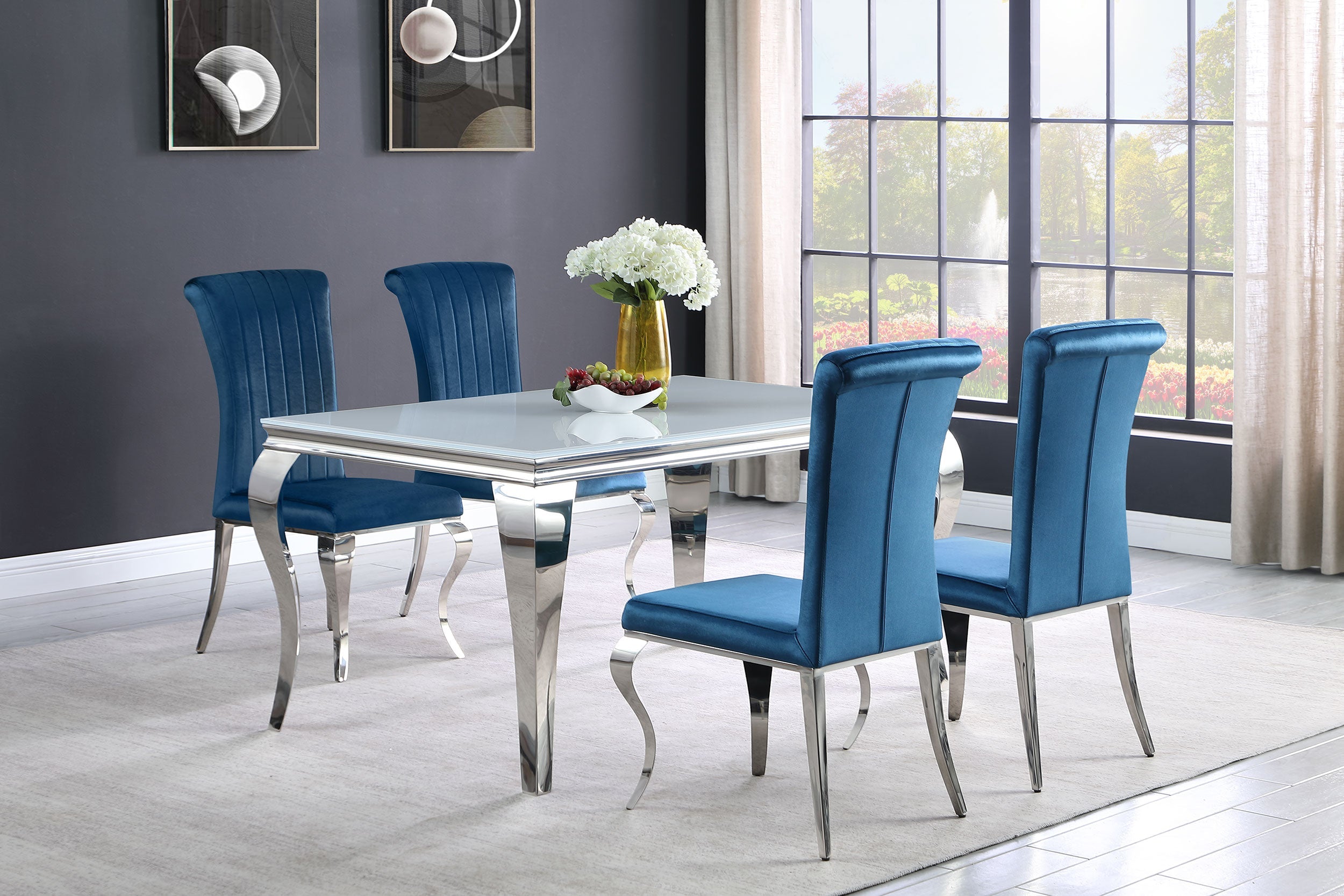 Carone Rectangular 61-inch Glass Top Dining Table Black