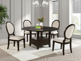 Twyla 60-inch Round Wood Dining Table Set Dark Cocoa