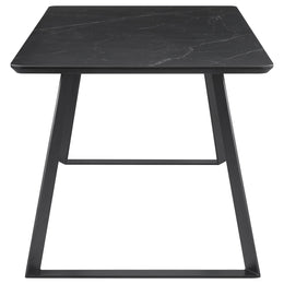 Smith Rectangular Ceramic Top Dining Table Set Black