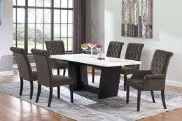 Sherry Rectangular Marble Top Dining Table Set Brown