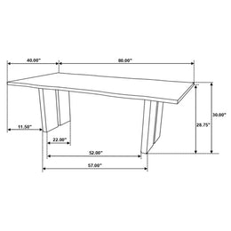 Bradshaw 80-inch Live Edge Wood Dining Table Natural Acacia