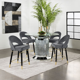 Ellie Mirrored Counter Height Dining Table Set Black