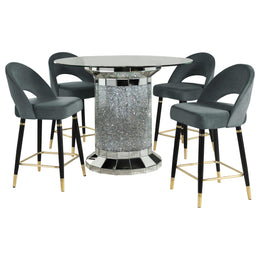 Ellie Mirrored Counter Height Dining Table Set Black