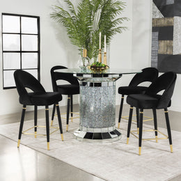 Ellie Mirrored Counter Height Dining Table Set Black