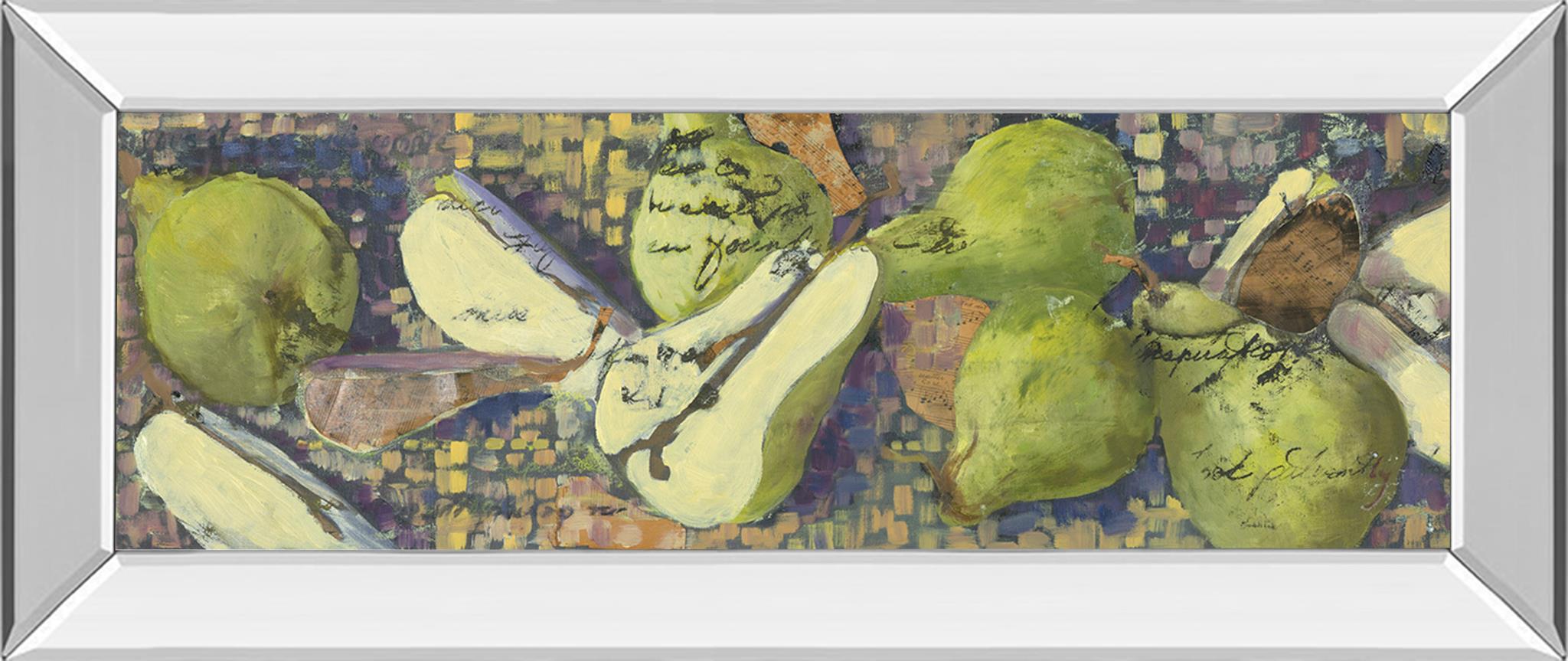 Mirrored Frame Sparkling Pears I By Silvia Rutledge 18X42 Mirror Frame Print