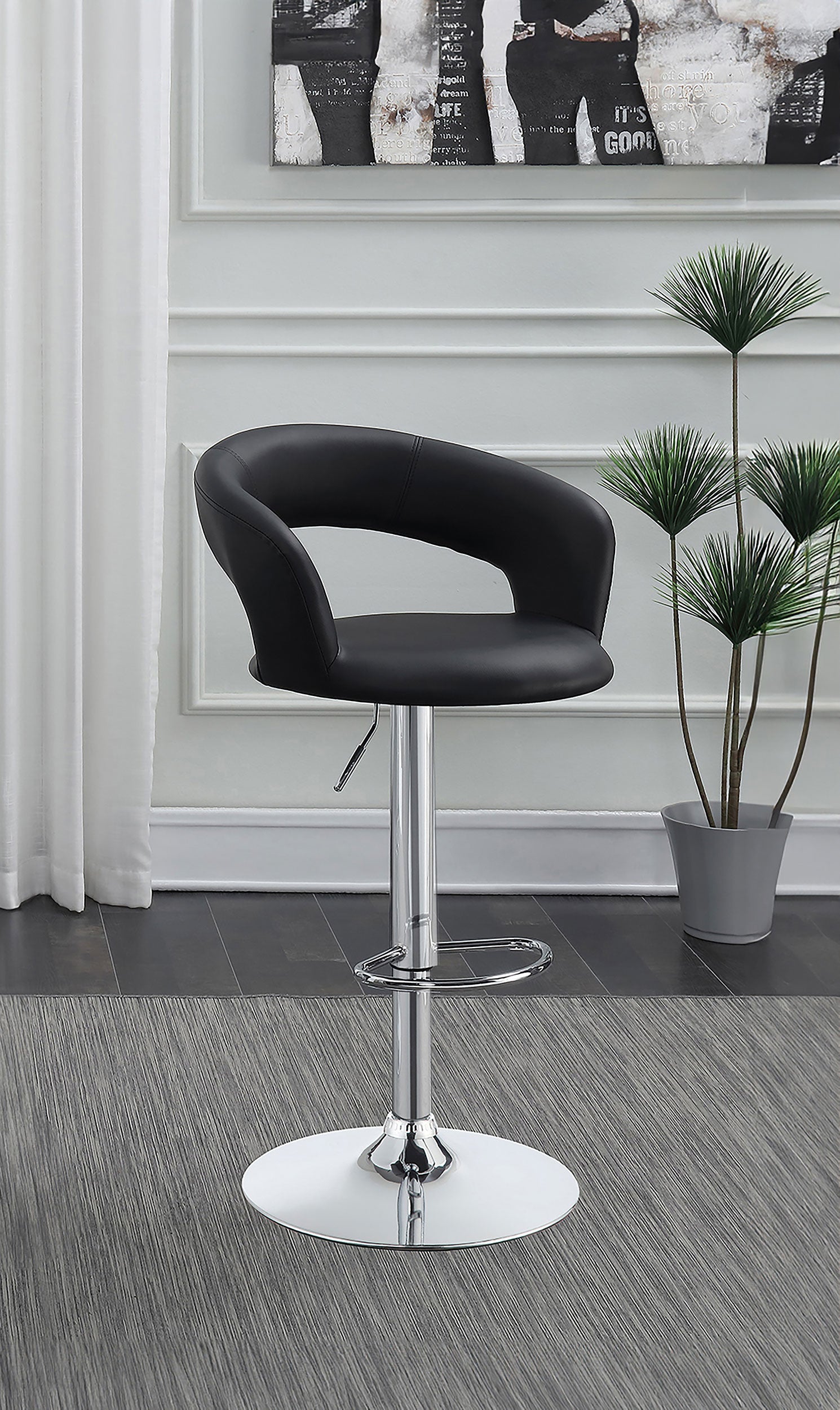 Barraza 29-inch Adjustable Height Bar Stool Black / White and Chrome