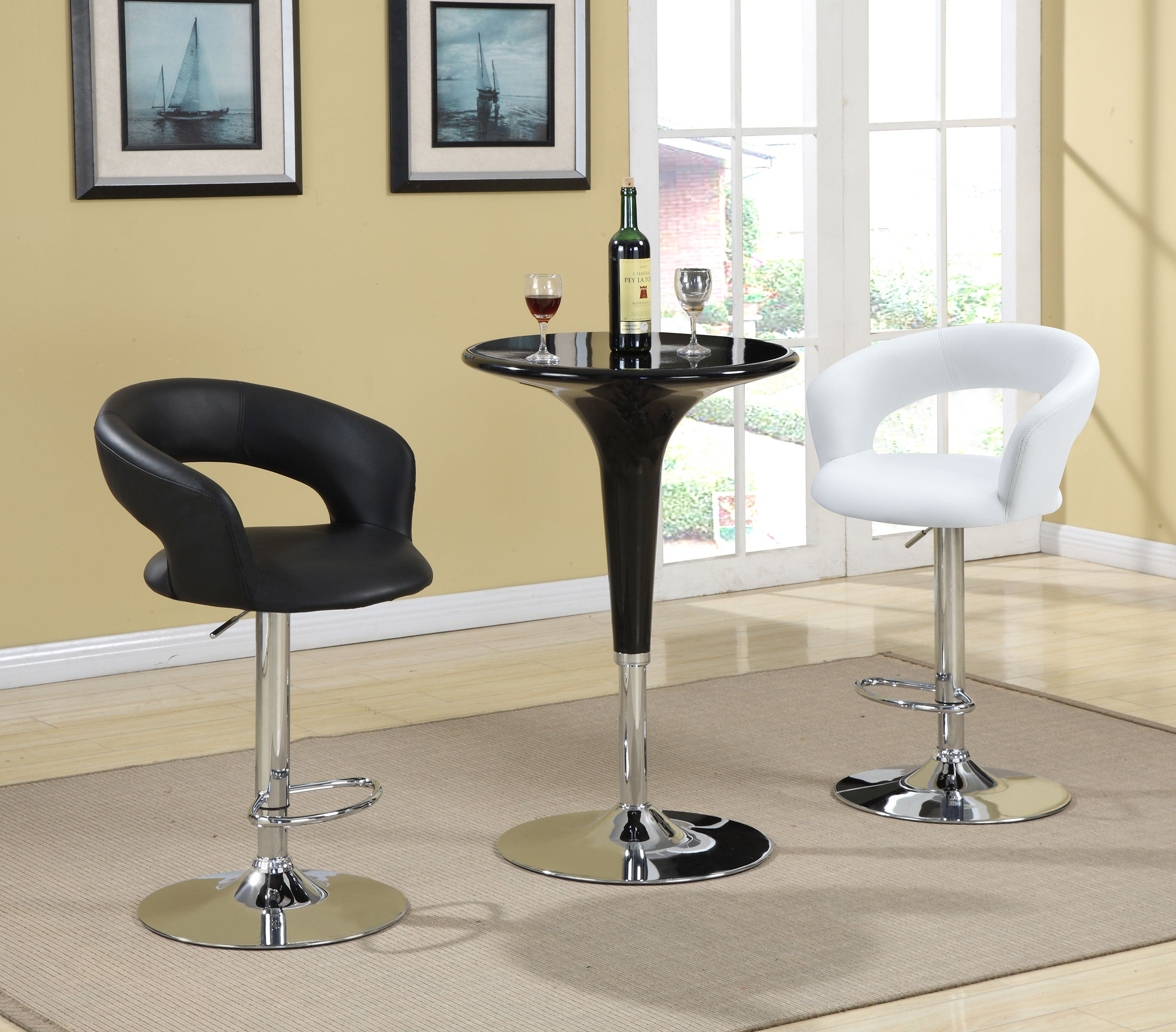 Barraza 29-inch Adjustable Height Bar Stool Black / White and Chrome