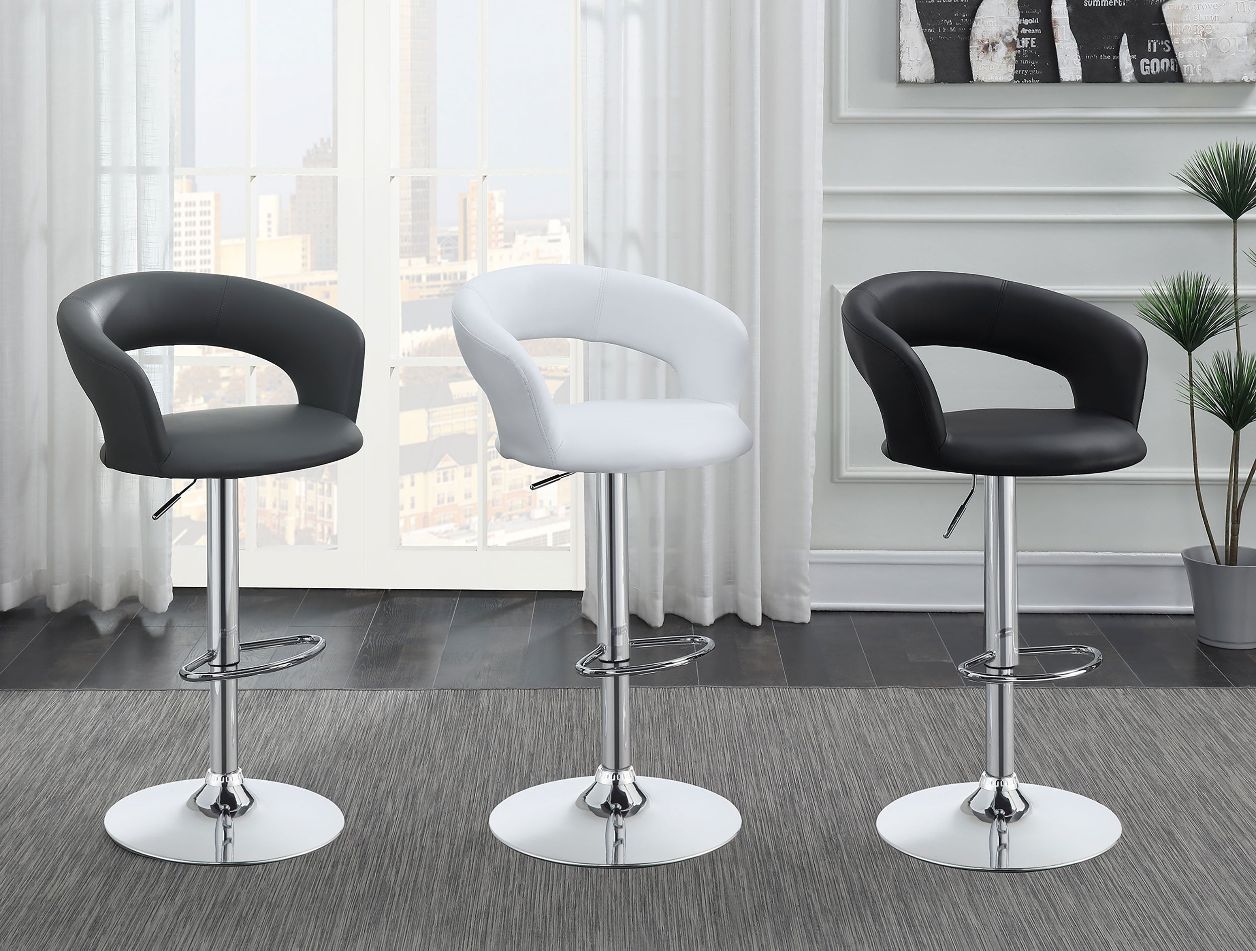 Barraza 29-inch Adjustable Height Bar Stool Black / White and Chrome