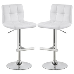 Lenny Upholstered Adjustable Bar Stool Black / White (Set of 2)