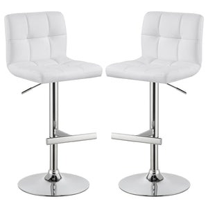 Lenny Upholstered Adjustable Bar Stool Black / White (Set of 2)