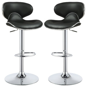 Edenton Upholstered Adjustable Bar Stool Black (Set of 2)