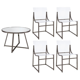 Jillian Round Mirror Top Dining Set Black Nickel