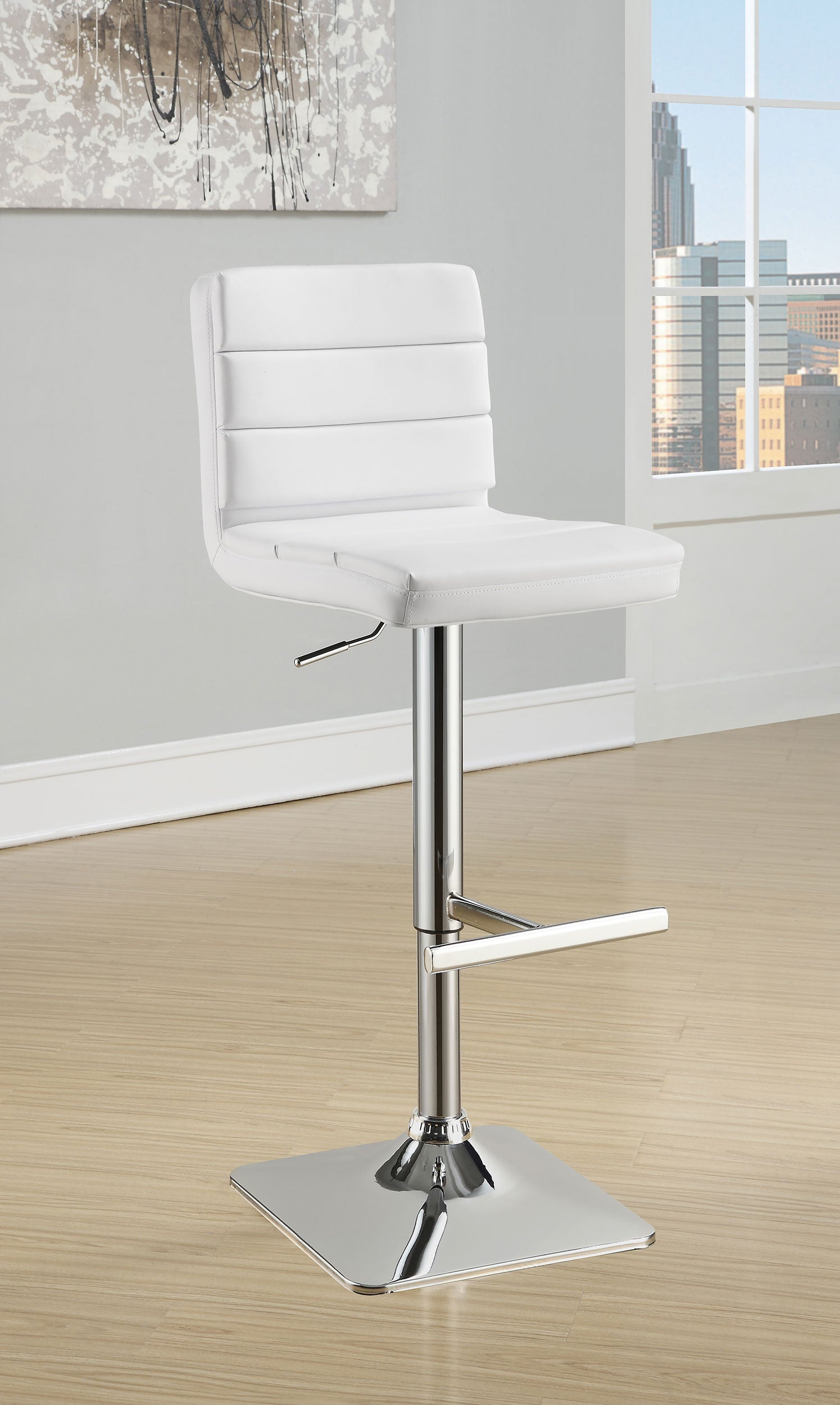 Bianca Upholstered Adjustable Bar Stool Black (Set of 2)