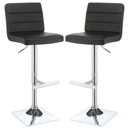 Bianca Upholstered Adjustable Bar Stool Black (Set of 2)