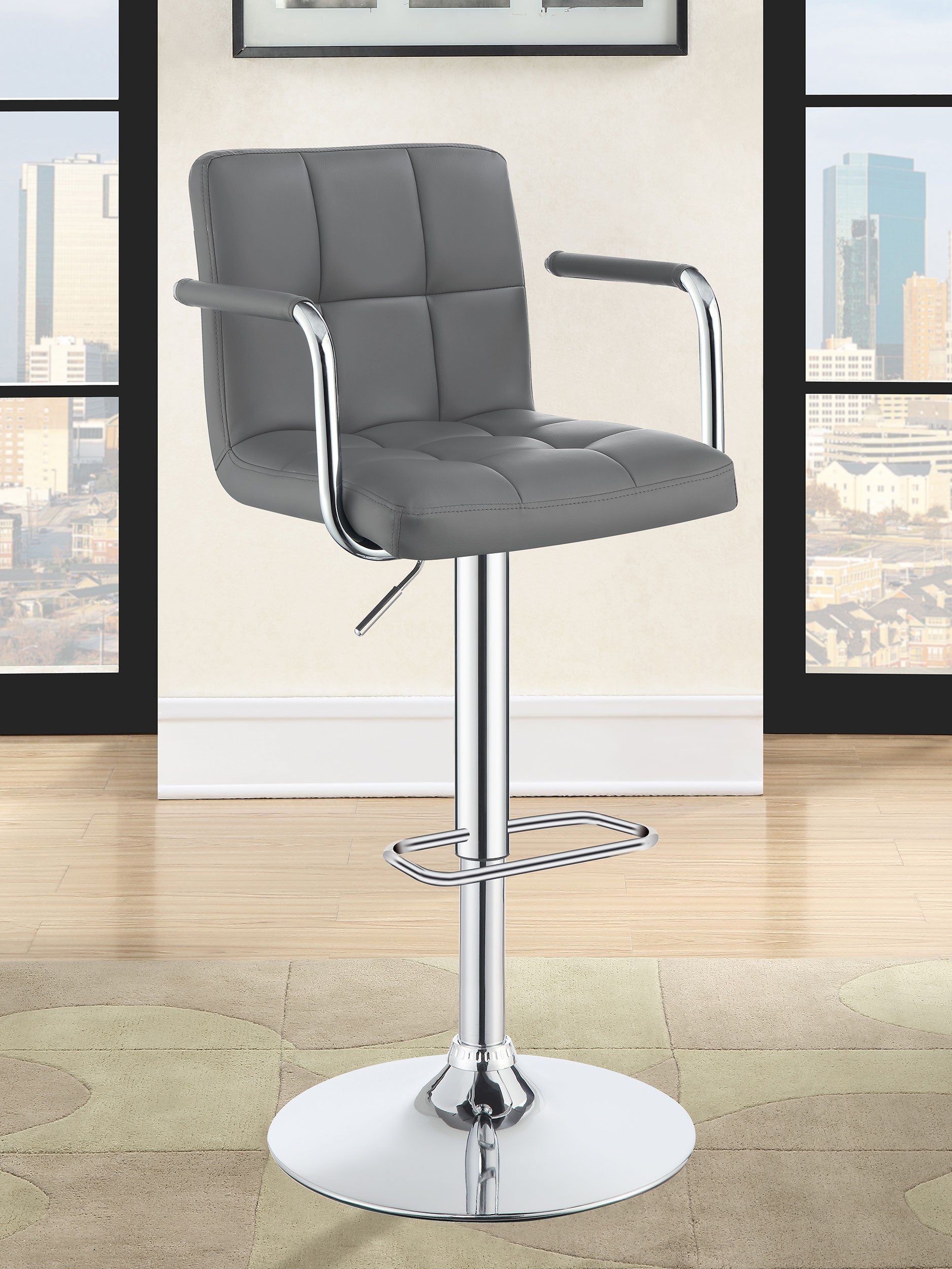 Palomar Adjustable Height Bar Stool Black / White and Chrome