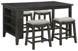 Elliston Counter Height Dining Table Set Dark Grey