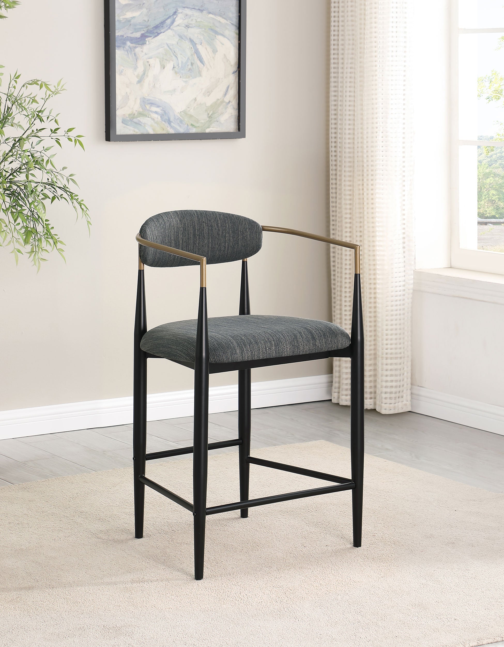 Tina Fabric Upholstered Bar Chair Dark Grey (Set of 2)