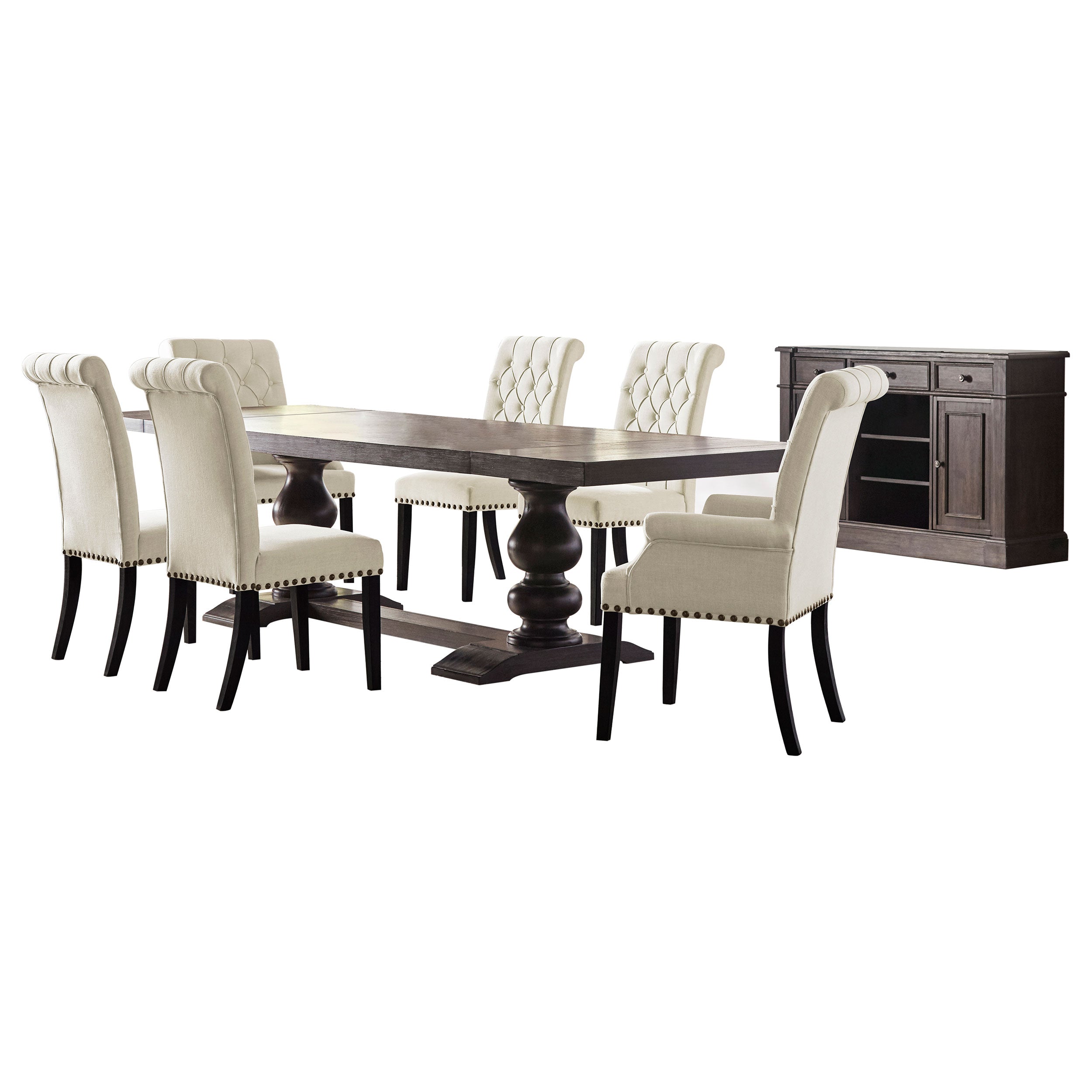 Phelps Rectangular Dining Table Set Distressed Noir