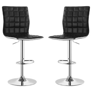 Ashbury Upholstered Adjustable Bar Stool Black / White (Set of 2)