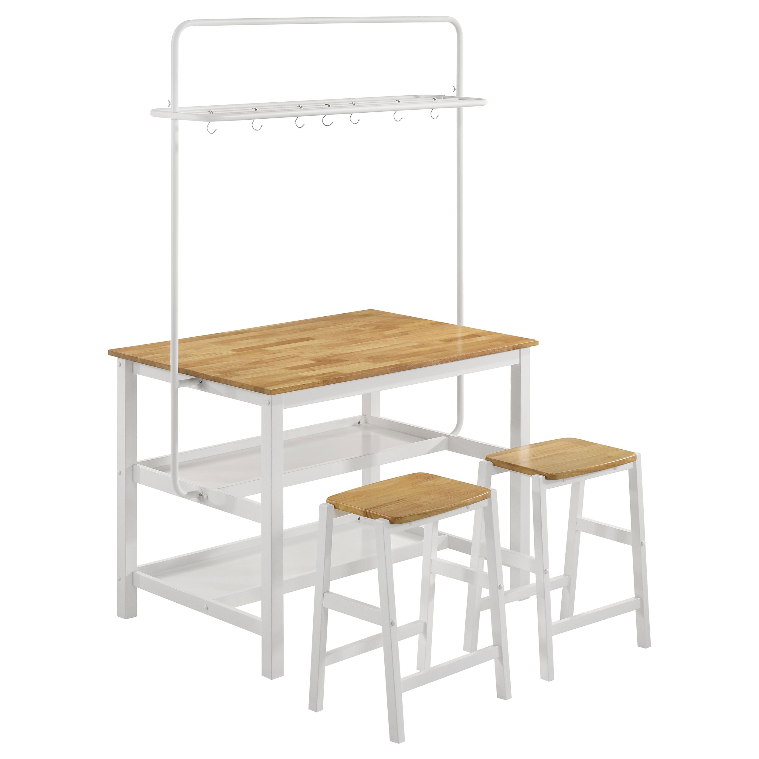 Edgeworth Kitchen Island Counter Table Set White