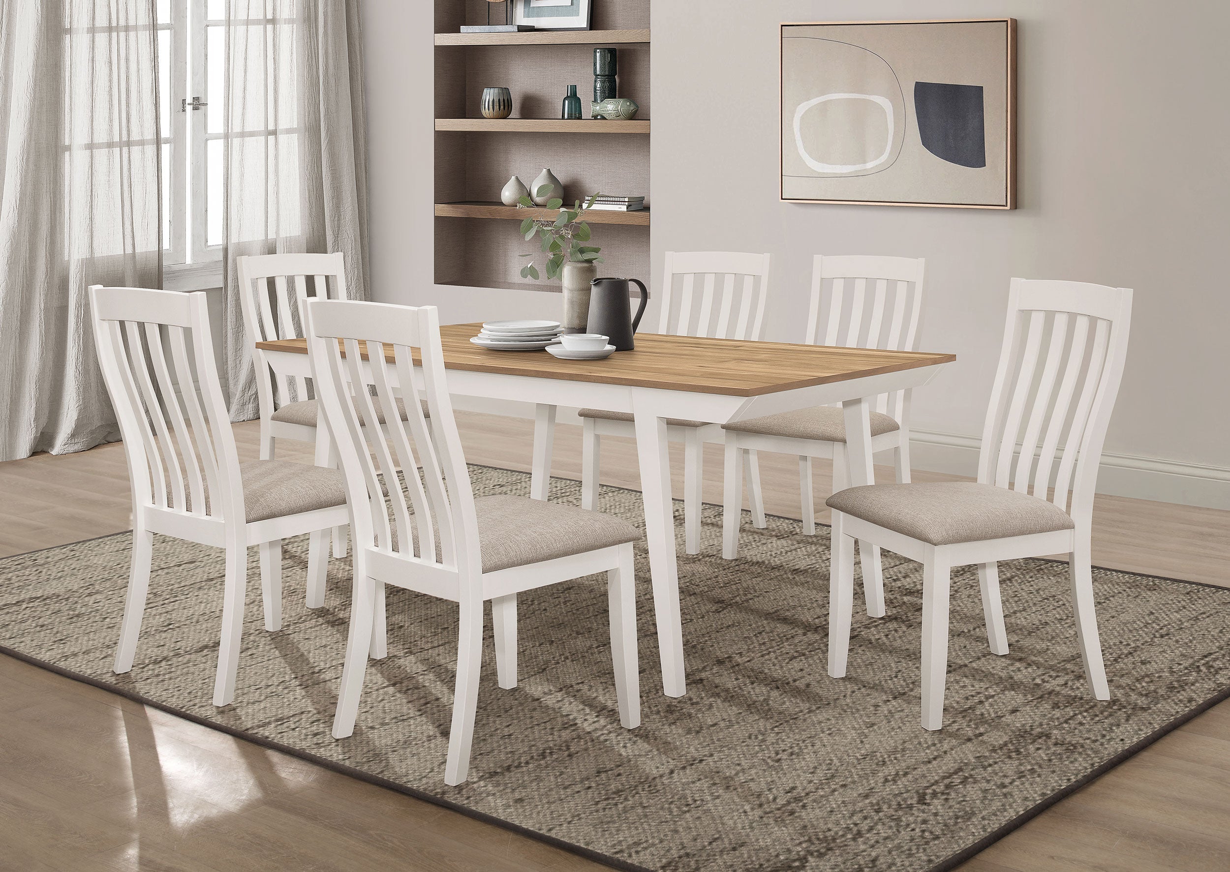 Nogales Rectangular Dining Table Set Coastal Grey