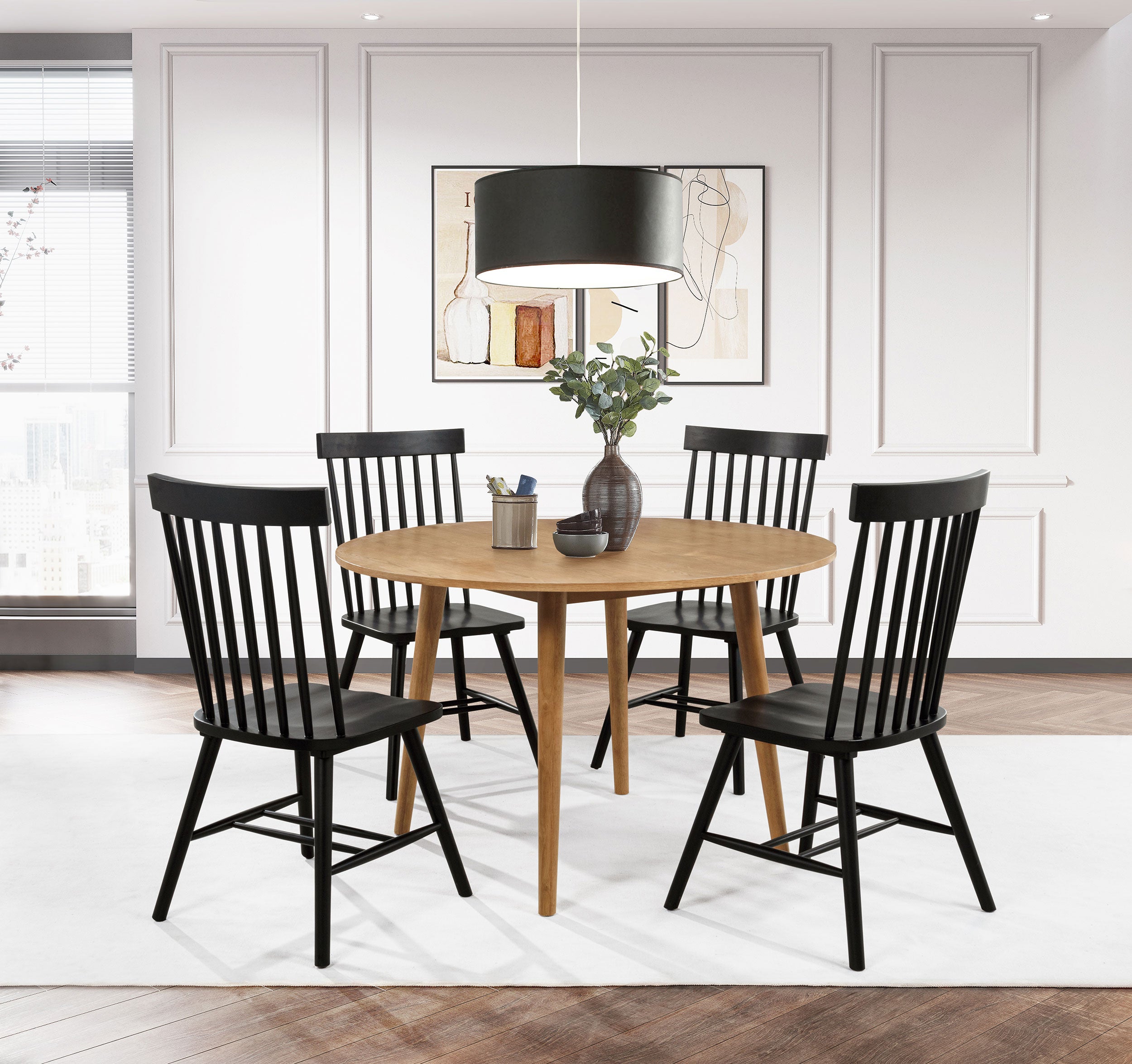 Andrews Round Wood Dining Room Table Set Light Ash
