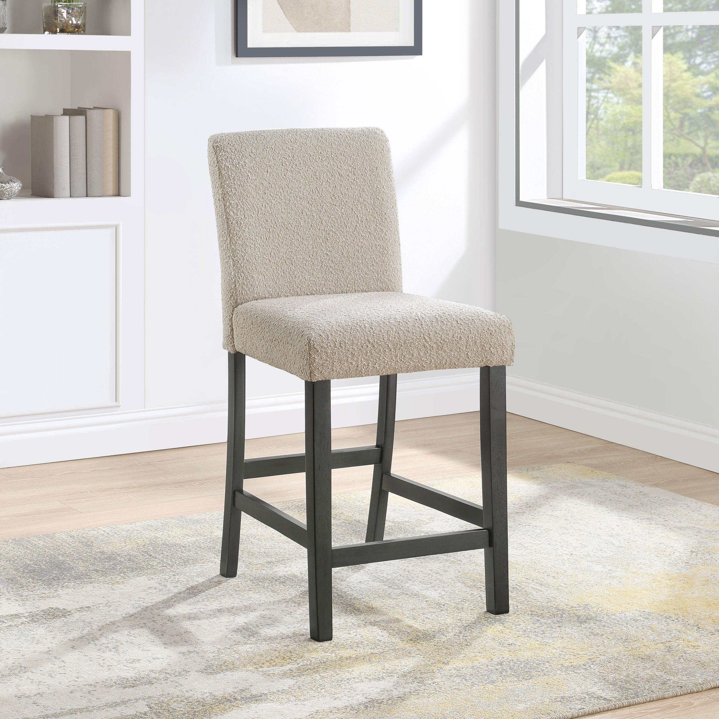 Alba Boucle Upholstered Counter Chair White (Set of 2)