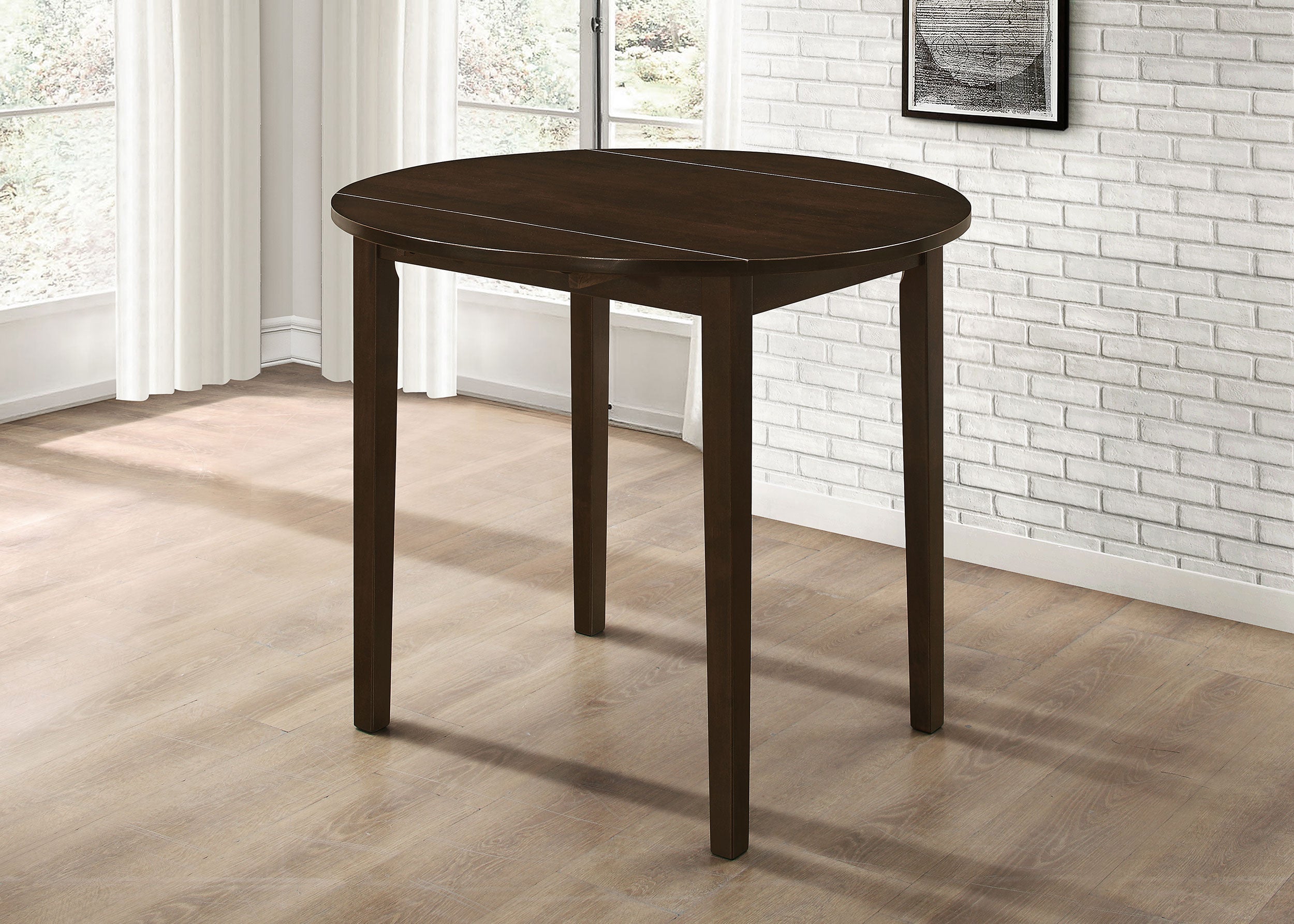 Bucknell Round Drop Leaf Dining Table Set Cappuccino