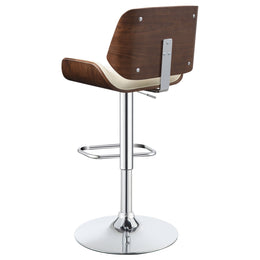 Folsom Upholstered Adjustable Bar Stool Black / Ecru and Chrome